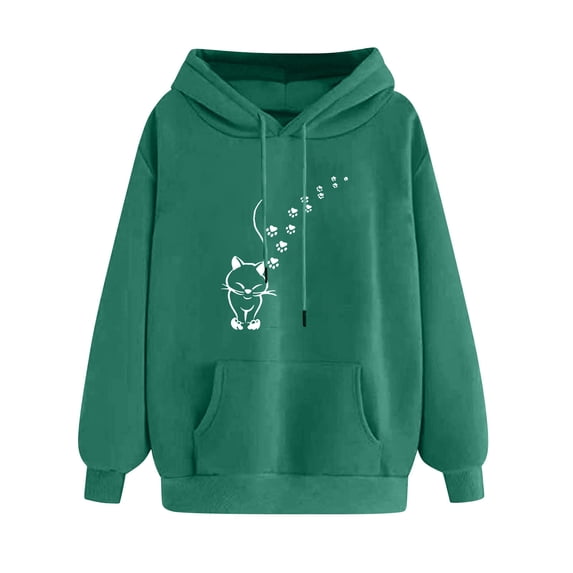 Htigea Drawstring Hooded Sweatshirts for Women Cute Hoodies Casual Loose Fit Pullover Tops | Graphic Print, Long Sleeve, Kangaroo Pocket, Holiday Travel Clothes, Fall Winter Outfits Army Green M