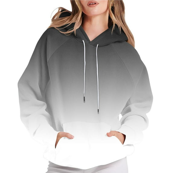 Htigea Drawstring Sweatshirts for Women Oversized Hooded Raglan Long Sleeve Casual Loose Pullover Hoodies Pocket Tops Black S