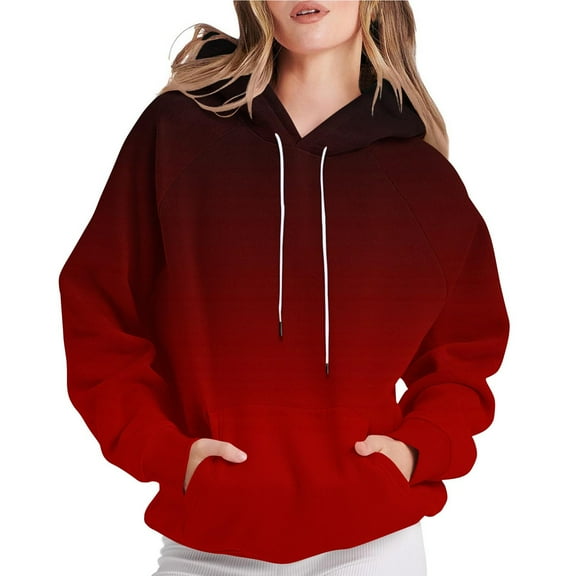 Htigea Drawstring Sweatshirts for Women Oversized Hooded Raglan Long Sleeve Casual Loose Pullover Hoodies Pocket Tops Wine L
