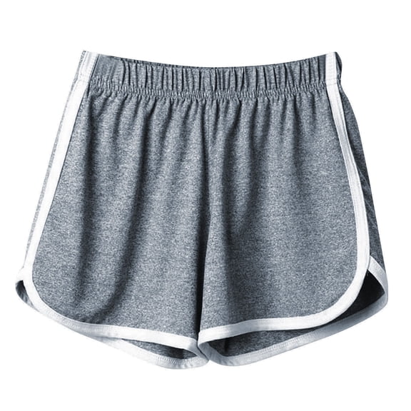 Htigea Elastic Waist Shorts for Women Comfy Yoga Dance Gym Workout Shorts Teen Girls Summer Dolphin Shorts Casual Loose Fit Home Shorts Gray,L