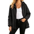 thumbnail image 1 of Htigea Fall Jackets for Women Full Zip Up Hooded Coat Lightweight Outdoor Active Jacket with Pockets Black L, 1 of 7