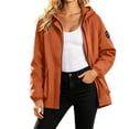 thumbnail image 1 of Htigea Fall Jackets for Women Full Zip Up Hooded Coat Lightweight Outdoor Active Jacket with Pockets Orange XL, 1 of 7