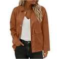 thumbnail image 1 of Htigea Fall Jackets for Women Lightweight Button Down Short Coats Solid Color Lapel Long Sleeve Jacket with Pockets Orange L, 1 of 8
