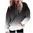 thumbnail image 1 of Htigea Fall Sweatshirts for Women Oversized Long Sleeve Hoodies | Fashion Gradient Color, Drawstring Hooded, Pocket, Loose Pullover, Casual & Daily Tops Black M, 1 of 5