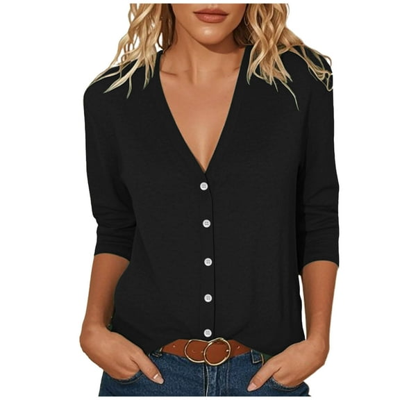 Htigea Fall Thin Cardigan for Women Lightweight Long Sleeve Button Down Cardigans Shawl Solid Color Basic Tops Black XL