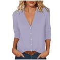 thumbnail image 1 of Htigea Fall Thin Cardigan for Women Lightweight Long Sleeve Button Down Cardigans Shawl Solid Color Basic Tops Purple XL, 1 of 6
