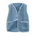 thumbnail image 1 of Htigea Fall Vest for Women Sherpa Sleeveless Jackets Short Button-Down Vests Teen Girl Cute Casual Coats with Pockets Blue XXXL, 1 of 5