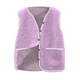 thumbnail image 1 of Htigea Fall Vest for Women Sherpa Sleeveless Jackets Short Button-Down Vests Teen Girl Cute Casual Coats with Pockets Purple XXXL, 1 of 5