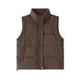 thumbnail image 1 of Htigea Fall Winter Short Vest for Women Sleeveless Stand Collar Jackets Warm Padded Gilet with Pockets Coffee M, 1 of 4