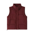 thumbnail image 1 of Htigea Fall Winter Short Vest for Women Sleeveless Stand Collar Jackets Warm Padded Gilet with Pockets Red M, 1 of 4
