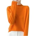 thumbnail image 1 of Htigea Fall Winter Sweater for Women Solid Crew Neck Long Sleeve Pullover Soft Comfy Everyday Tops Orange XL, 1 of 3