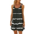 thumbnail image 1 of Htigea Fashion Stripe Print Sundresses for Women Summer Sleeveless Crewneck Loose Dresses Casual Flowy Pleated Beach Dress Summer, 1 of 4
