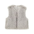 thumbnail image 1 of Htigea Faux Fur Cropped Vest for Women Sleeveless Open Front Cardigans Ladies Solid Furry Gilet Outerwear Gray XS, 1 of 5