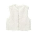 thumbnail image 1 of Htigea Faux Fur Cropped Vest for Women Sleeveless Open Front Cardigans Ladies Solid Furry Gilet Outerwear White L, 1 of 5