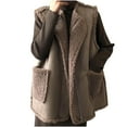 thumbnail image 1 of Htigea Faux Suede Vest for Women Sherpa Fleece Sleeveless Jackets Vintage Stylish Zip Up Outerwear With Pockets Coffee M, 1 of 7