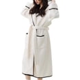 thumbnail image 1 of Htigea Flannel Bath Robe for Women Long Hooded Nightgown Plush Fuzzy Shower Robes Comfy Warm Winter Loungewear White,M, 1 of 3