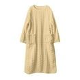 thumbnail image 1 of Htigea Flannel Nightgown for Women Fleece Warm Winter Pullover Loungewear Sleep Dress Long Crew Neck Shower Robes Yellow,S, 1 of 5