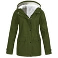 thumbnail image 1 of Htigea Fleece Lined Windproof Jacket for Women Winter Waterproof Windbreaker Coat with Hood Outdoor Pocket Hiking Jackets Army Green 4XL, 1 of 7