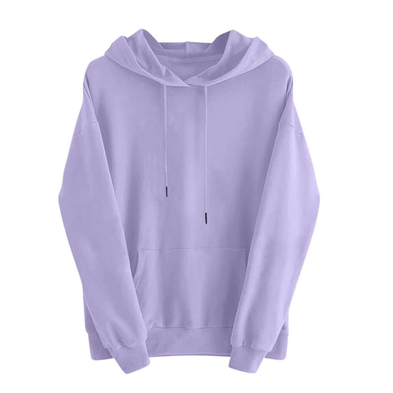 Htigea Fleece Sweatshirts for Women Casual Long Sleeve Hoodies with Pockets Lightweight Winter Hooded Pullover Tops Purple S
