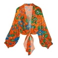 thumbnail image 1 of Htigea Flower Print Open Front Cardigan for Women Lightweight Fall Cardigan Chiffon Long Sleeve Blouses C Multicolor,M, 1 of 6