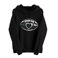 thumbnail image 1 of Htigea Football Graphic Sweatshirts for Women Drawstring Pullover Hoodies | Casual Trendy, Hooded Long Sleeve, Pocket, Loose Fit, Fall Winter Tops Black XXL, 1 of 3