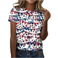 thumbnail image 1 of Htigea Fourth of July T-Shirts for Women Stars and Flag Print Short Sleeve Shirts Independence Day Patriotic Shirt Plus Size Summer Tees Today Deals Blue,2XL, 1 of 5