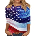 thumbnail image 1 of Htigea Fourth of July Tops for Women 3/4 Sleeve 1776-2026 Shirts Star Striped Print Tees Independence Day 250th Anniversary T-Shirts 01 Multicolor XL, 1 of 5