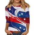 thumbnail image 1 of Htigea Fourth of July Tops for Women 3/4 Sleeve 1776-2026 Shirts Star Striped Print Tees Independence Day 250th Anniversary T-Shirts 02 Multicolor M, 1 of 5