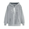 thumbnail image 1 of Htigea Graphic Sweatshirts for Women Drawstring Pullover Hoodies | Front Pocket, Long Sleeve, Hooded, Ribbed Cuffs, Loose Casual Tops Gray XXL, 1 of 5