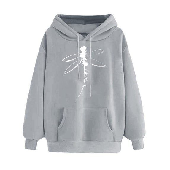 Htigea Graphic Sweatshirts for Women Drawstring Pullover Hoodies | Front Pocket, Long Sleeve, Hooded, Ribbed Cuffs, Loose Casual Tops Gray XXL