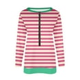 thumbnail image 1 of Htigea Half Zipper Sweatshirts for Women Preppy Striped Long Sleeve Pullovers Casual Loose Fit School Girl Sweatshirt Tops Pink XL, 1 of 3
