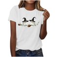 thumbnail image 1 of Htigea Halloween T-Shirts for Women Cute Graphic Short Sleeve Pullover Tops | Cute Ghost Graphic , Casual Crewneck Tee, Party Holiday Costume 2026 01#White M, 1 of 9