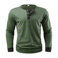 thumbnail image 1 of Dagegui Henley Shirts for Men Striped Long Sleeve Button Down V-Neck T-Shirts Fall Fashion Pullover Work Tops Army Green XXL, 1 of 5