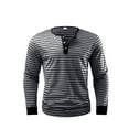 thumbnail image 1 of Dagegui Henley Shirts for Men Striped Long Sleeve Button Down V-Neck T-Shirts Fall Fashion Pullover Work Tops Gray XL, 1 of 7