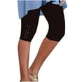 thumbnail image 1 of Htigea High Waist Capri Leggings for Women Casual Comfy Summer Yoga Bottoms Slim Fit Workout Gym Shorts Black XL, 1 of 5