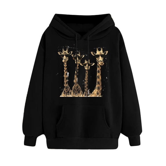 Htigea Hooded Sweatshirts for Women Funny Graphic Hoodies Long Sleeve Fall Winter Tops | Casual Trendy Pullover, Drawstring, Hooded, Pocket, Soft Comfy Black S