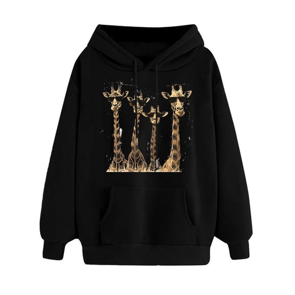 Htigea Hooded Sweatshirts for Women Funny Graphic Hoodies Long Sleeve Fall Winter Tops | Casual Trendy Pullover, Drawstring, Hooded, Pocket, Soft Comfy Black S