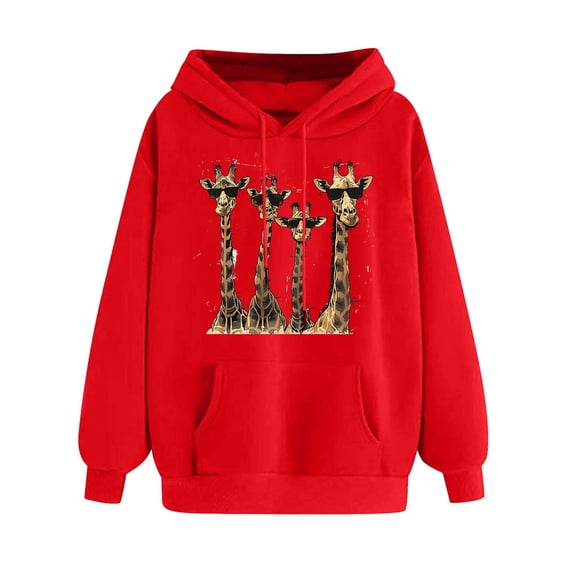 Htigea Hooded Sweatshirts for Women Funny Graphic Hoodies Long Sleeve Fall Winter Tops | Casual Trendy Pullover, Drawstring, Hooded, Pocket, Soft Comfy Red XL