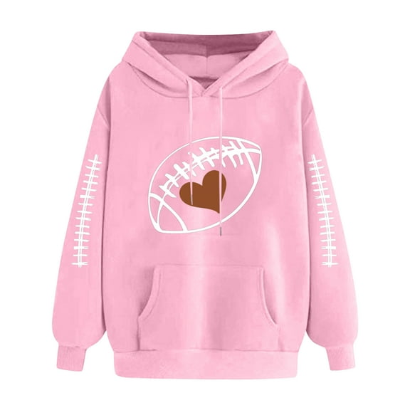 Htigea Hooded Sweatshirts for Women Trendy Print Long Sleeve Casual Loose Fit Hoodies with Pocket Thin Fleece Pullover Tops Pink M
