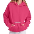 thumbnail image 1 of Htigea Hoodies for Women Thin Fleece Long Sleeve Hooded Sweatshirts Casual Loose Fit Pullover Tops with Zipper Kangaroo Pockets Hot Pink XXL, 1 of 9