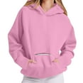thumbnail image 1 of Htigea Hoodies for Women Thin Fleece Long Sleeve Hooded Sweatshirts Casual Loose Fit Pullover Tops with Zipper Kangaroo Pockets Pink L, 1 of 9
