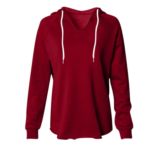 Htigea Hoodies for Women Trendy V Neck Sweatshirts Drawstring Long Sleeve Hooded Pullover Fall Winter Casual Tops Wine XL