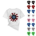 thumbnail image 1 of Htigea Independence Day T Shirt for Women Sunflower Graphic Crewneck Short Sleeve Shirts 4th of July Patriotic Tees Casual Loose Fit Summer Tops White,S, 1 of 9