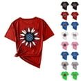 thumbnail image 1 of Htigea Independence Day T Shirt for Women Sunflower Graphic Crewneck Short Sleeve Shirts 4th of July Patriotic Tees Casual Loose Fit Summer Tops Red,XL, 1 of 9