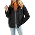 thumbnail image 1 of Htigea Jackets for Women Casual Long Sleeve Jacquard Coats Trendy Collared Snap Shacket Jacket with Pockets Black XXL, 1 of 7