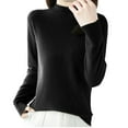 thumbnail image 1 of Htigea Knitted Sweater for Women Soft Mock Neck Long Sleeve Pullover Solid Color Lightweight Jumper Tops Black M, 1 of 3