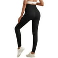 thumbnail image 1 of Htigea Leggings for Women Skinny High Waisted Yoga Pants Solid Color Gym Workout Fitness Tights No See Through Tummy Control Bottoms Trousers Black,S, 1 of 5