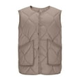 thumbnail image 1 of Htigea Lightweight Quilted Jackets for Women Sleeveless Snap Vest Outerwear Solid Fall Winter Waistcoat with Pockets Khaki L, 1 of 7