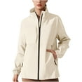 thumbnail image 1 of Htigea Lightweight Windbreaker Jacket for Women Full Zipper Stand Neck Windproof Coat Outdoor Cycling Hiking Jackets with Pockets White L, 1 of 5