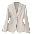 thumbnail image 1 of Htigea Long Sleeve Suit Jacket for Women Fashion Lapel Button Down Blazers Dressy Slim Fit Work Cardigans Outfit White,XL, 1 of 4